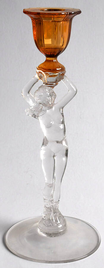 Nude Stems-All Colors & Variations Amber 8" Single Light Candlestick by Cambridge-1