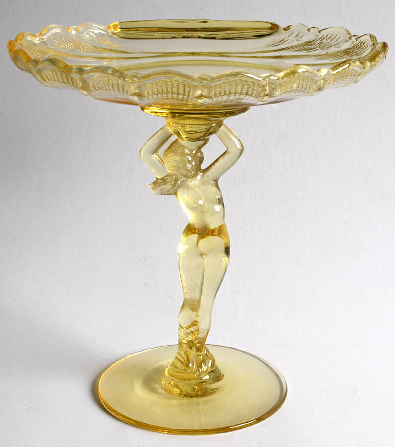 Nude Stems-All Colors & Variations (7" X 7") Yellow Shell Compote by Cambridge-1