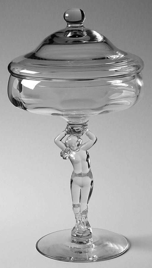Nude Stems-All Colors & Variations 10" Tall Footed Candy Box/Compote & Lid by Cambridge-1