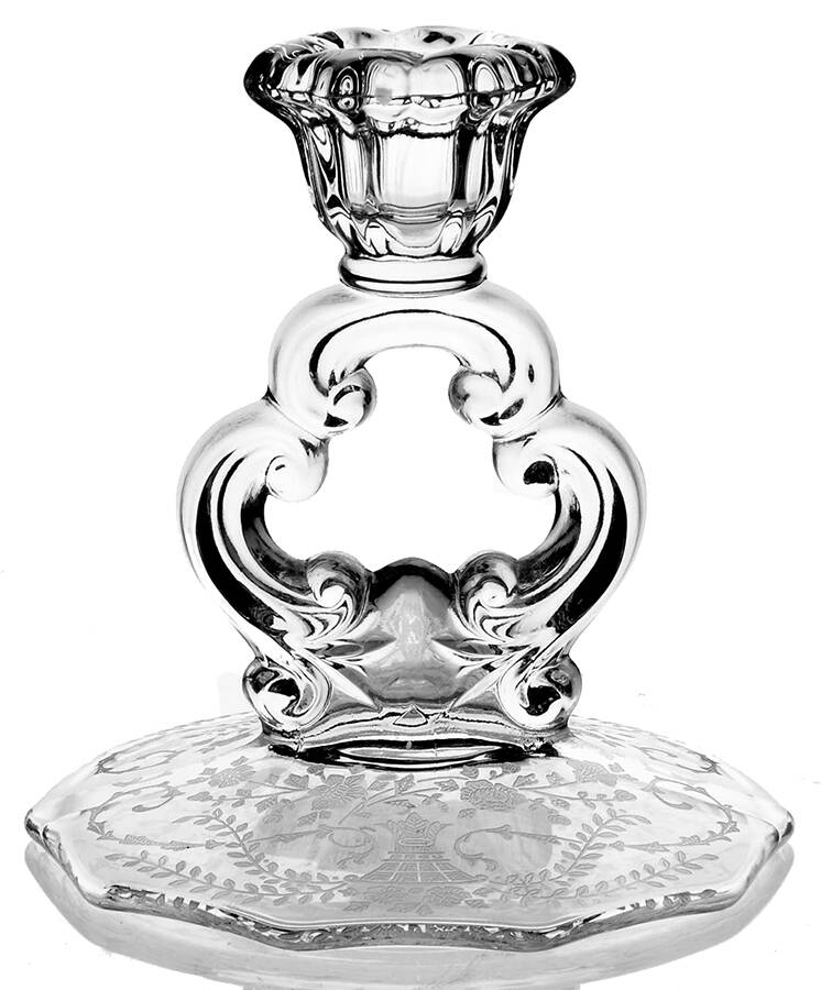 Portia Clear (Stem 3121) 5" KeyHole Candlestick w/10 Sided Base by Cambridge-1