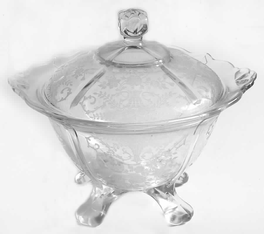 Portia Clear (Stem 3121) 3400/9 Four Toed Candy Dish with Lid by Cambridge-1