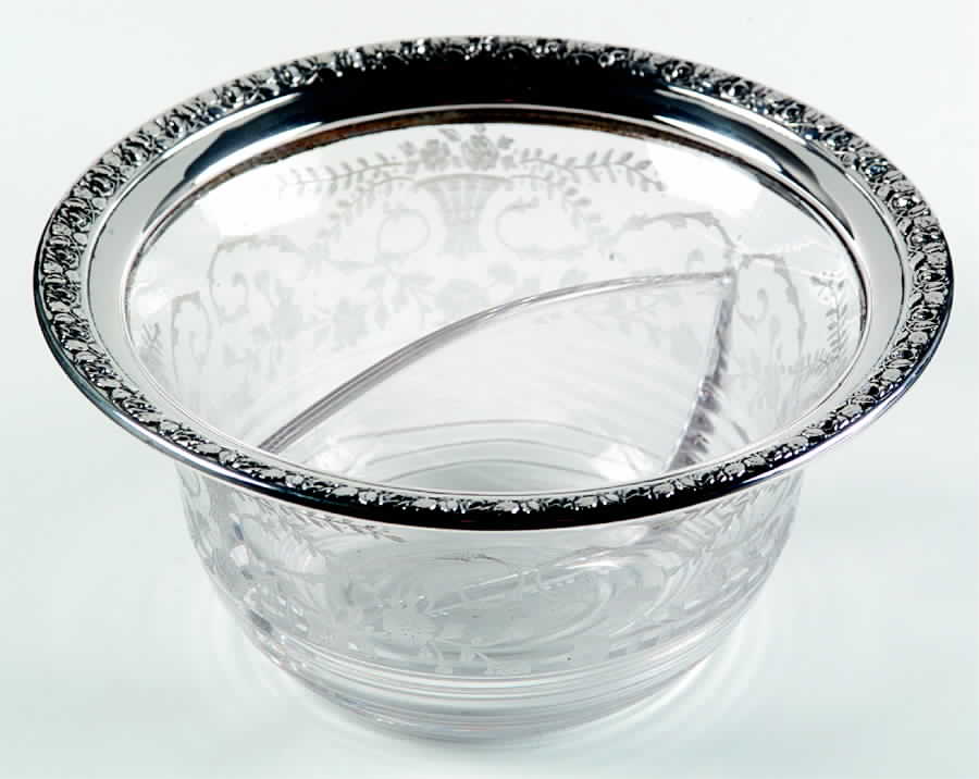 Portia Clear (Stem 3121) Salad Dressing Bowl Twin w/Sterling Rim by Cambridge-1