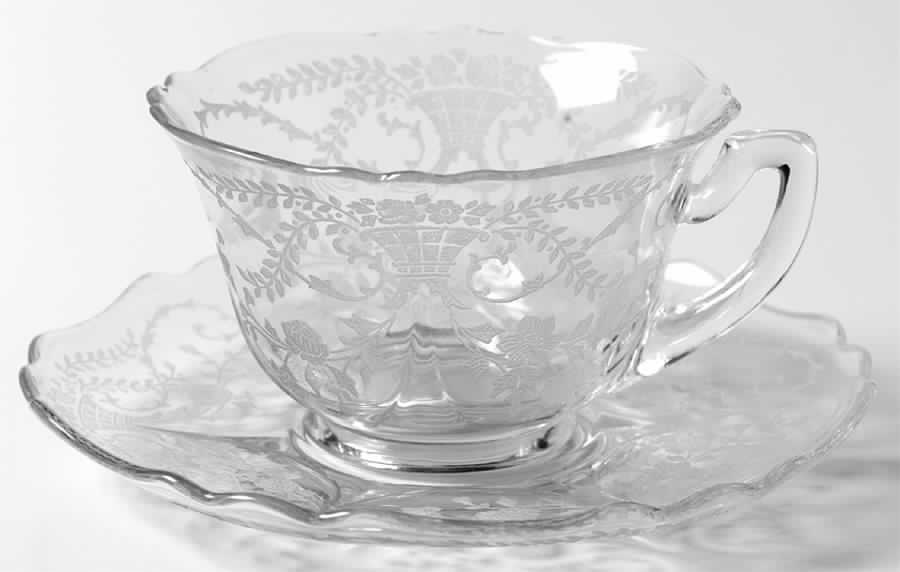 Portia Clear (Stem 3121) Cup and Saucer Set (Shape 3500) by Cambridge-1