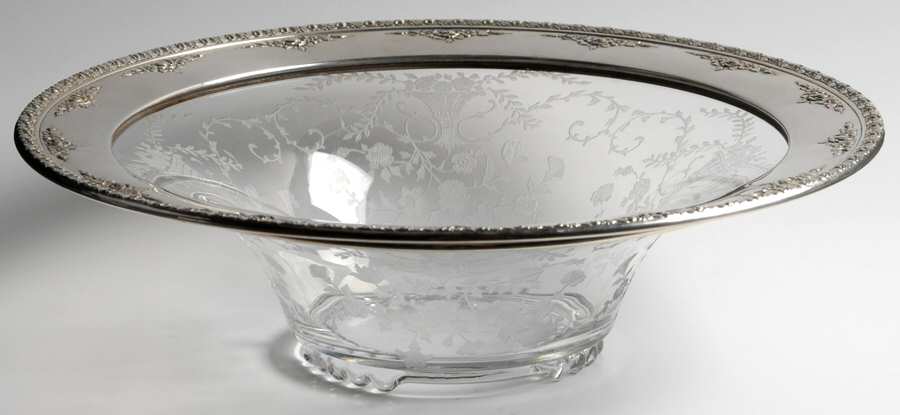 Portia Clear (Stem 3121) 10" Round Flared Bowl W/Sterling Rim by Cambridge-1
