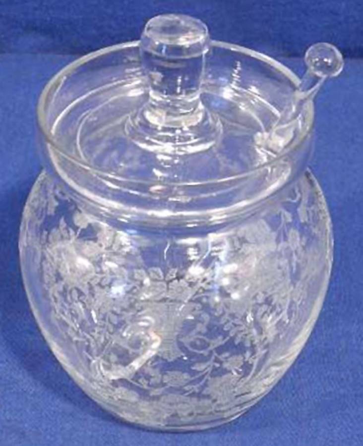 Portia Clear (Stem 3121) Mustard & Lid with Spoon by Cambridge-1