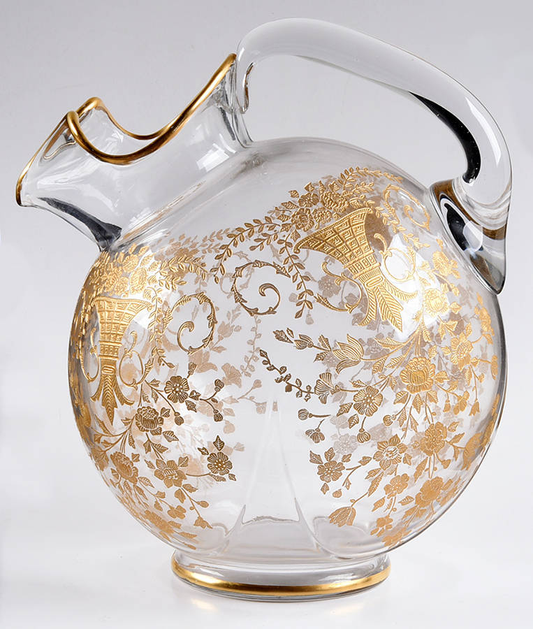 Portia Clear (Stem 3121, Gold Encrusted) 3400/38 80 Oz Non Optic Ball Jug by Cambridge-1