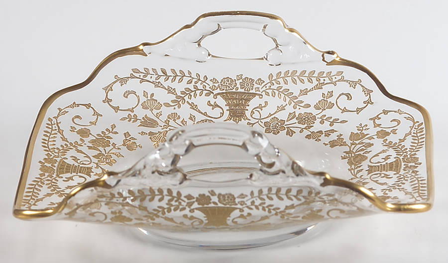 Portia Clear (Stem 3121, Gold Encrusted) 3400 2 Handled Basket by Cambridge-1