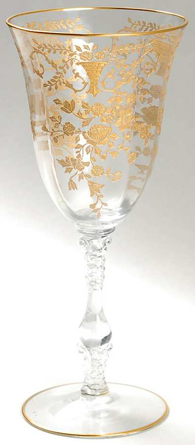 Portia Clear (Stem 3121, Gold Encrusted) Water Goblet by Cambridge-1