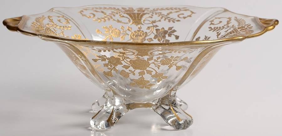 Portia Clear (Stem 3121, Gold Encrusted) 3400 Footed Handled Mayonnaise/Comport by Cambridge-1