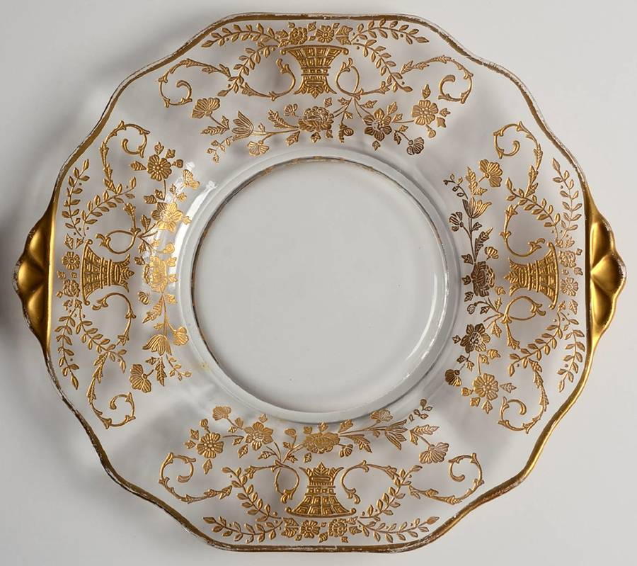Portia Clear (Stem 3121, Gold Encrusted) Shape 3400 Mayonnaise Underplate by Cambridge-1