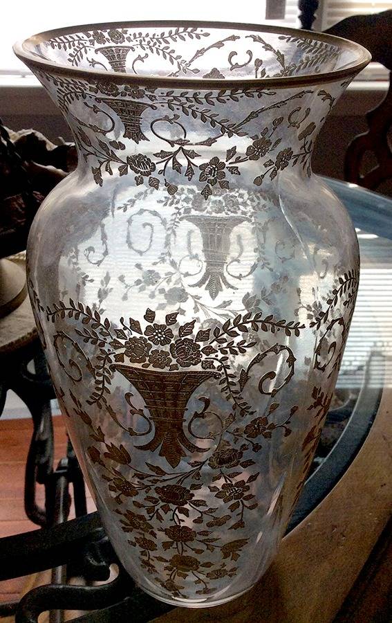 Portia Clear (Stem 3121, Gold Encrusted) 3400 10" Flared Vase by Cambridge-1