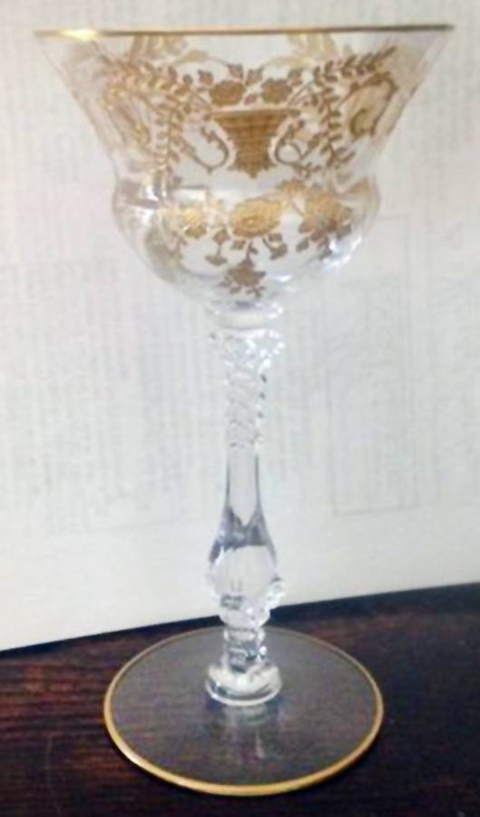 Portia (3126, Gold Etched) Champagne/Tall Sherbet by Cambridge-1