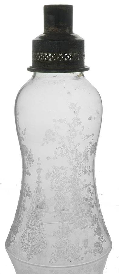 Rose Point Clear Hurricane Globe with Sterling Ferrule by Cambridge-1