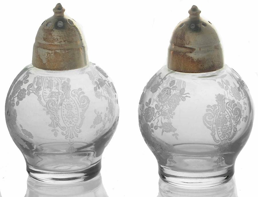 Rose Point Clear Shaker Set with Metal Lids by Cambridge-1