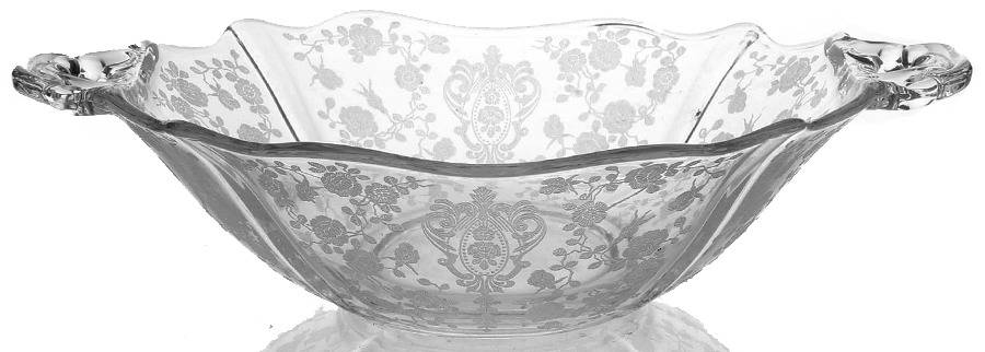 Rose Point Clear 9" Handled Bowl (3400 Shape) by Cambridge-1