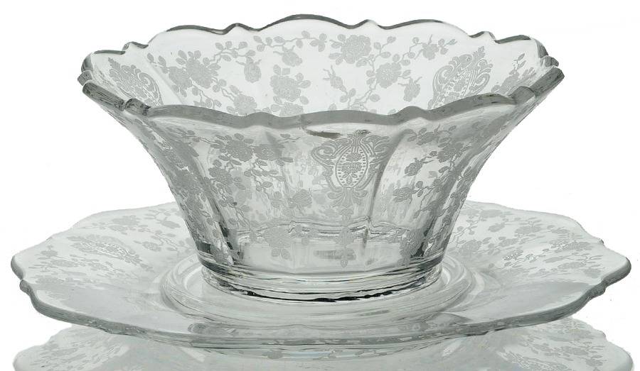 Rose Point Clear Mayonnaise Bowl and Underplate Only by Cambridge-1