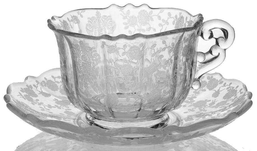 Rose Point Clear Shape 3900 Cup and Saucer Set by Cambridge-1
