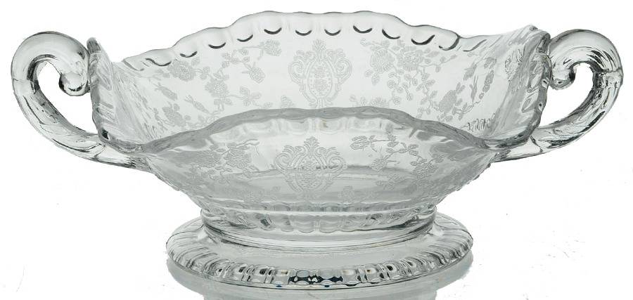 Rose Point Clear Handled Open Candy Dish by Cambridge-1