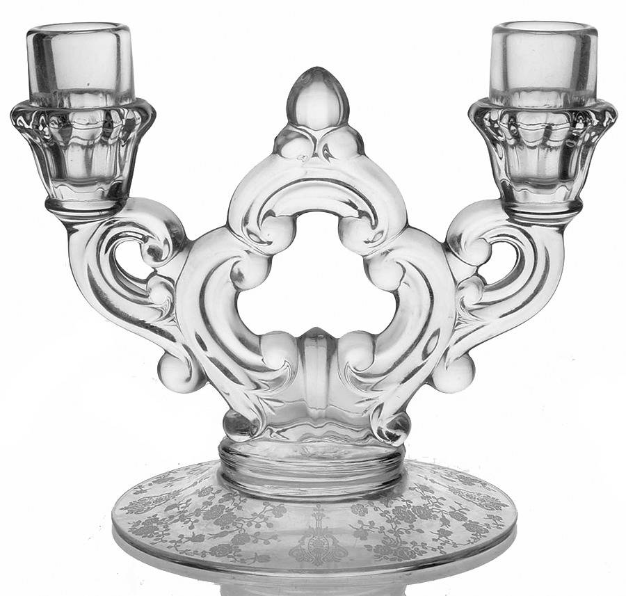 Rose Point Clear 3400 2 Light Candelabrum, No Bobeche Or Prisms by Cambridge-1