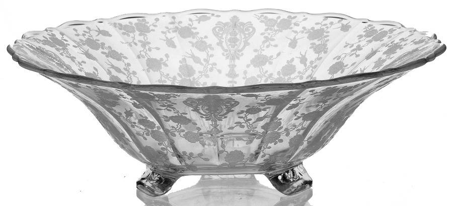 Rose Point Clear 12" 3-Toed Footed Bowl by Cambridge-1