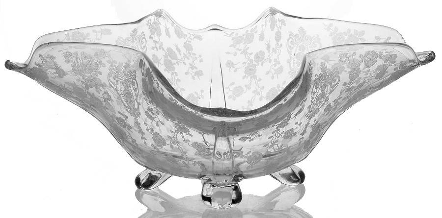 Rose Point Clear 3400 4 Toed Narrow Crimped Bowl by Cambridge-1