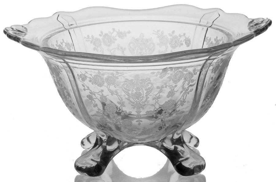 Rose Point Clear 3400/9 4 Toed Candy Dish, No Lid by Cambridge-1
