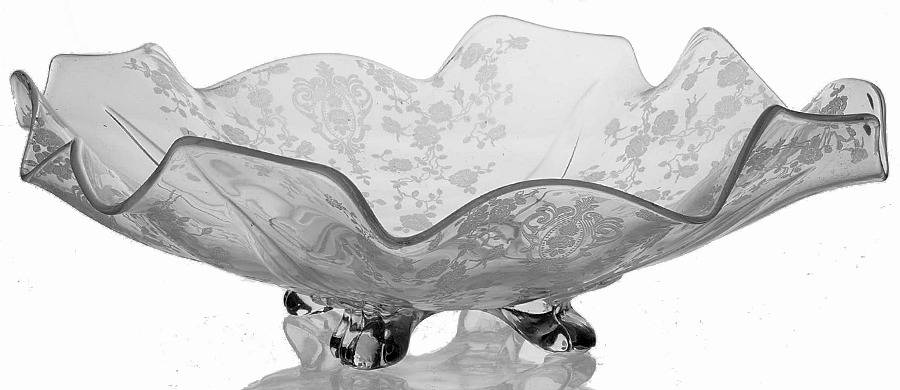 Rose Point Clear 3400 13" 4 Toed Fancy Edge Bowl by Cambridge-1