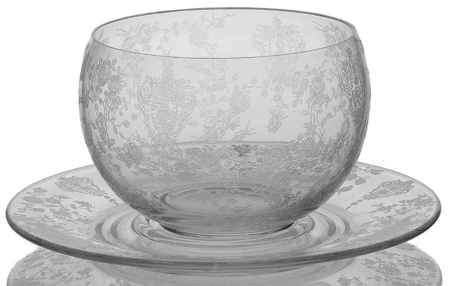 Rose Point Clear Mayonnaise Bowl and Underplate by Cambridge-1