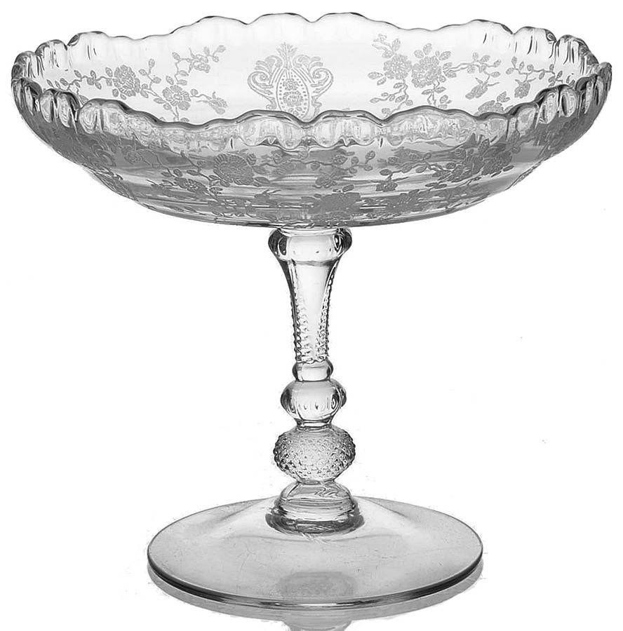 Rose Point Clear Round Compote (Height X Width) by Cambridge-1
