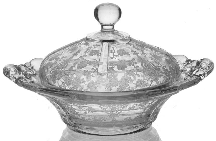 Rose Point Clear 3400 Round Butter & Lid w/Round Knob by Cambridge-1