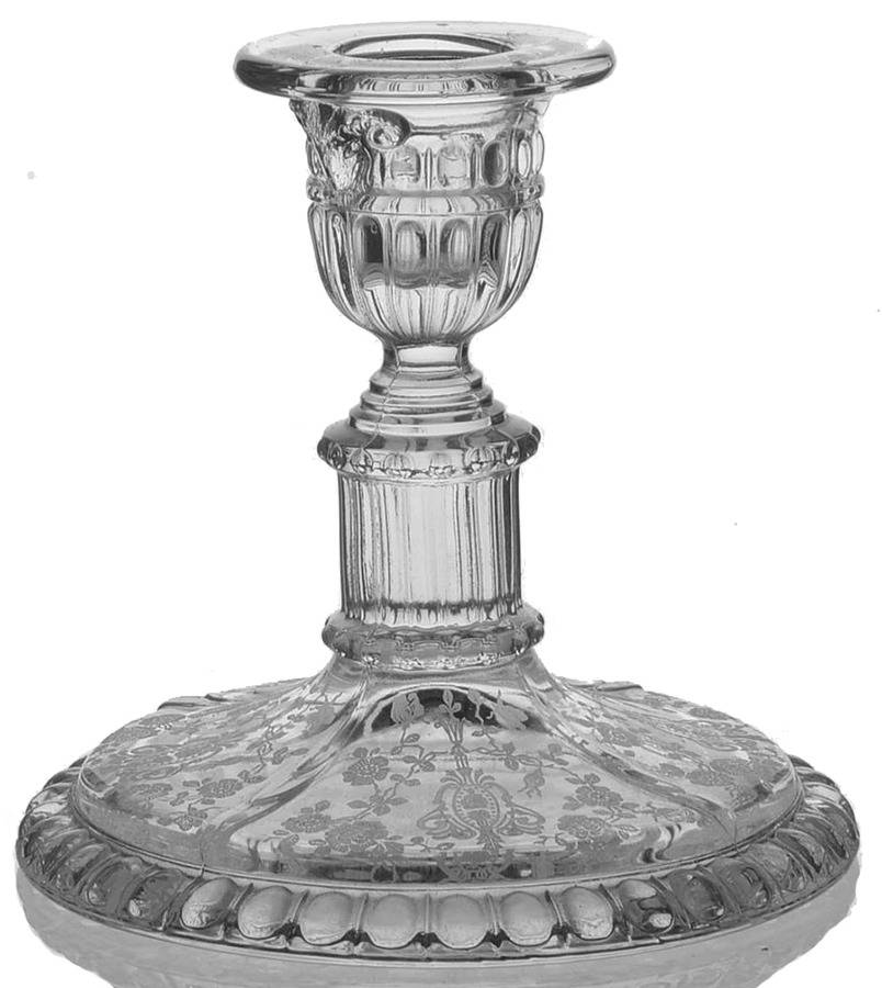 Rose Point Clear 4" Candlestick (Shape 3500) by Cambridge-1
