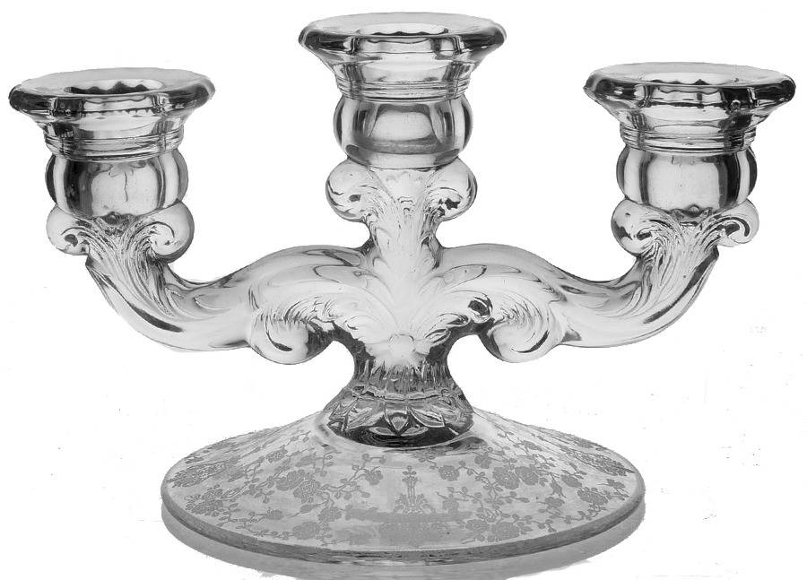 Rose Point Clear 3 Light Candlestick by Cambridge-1