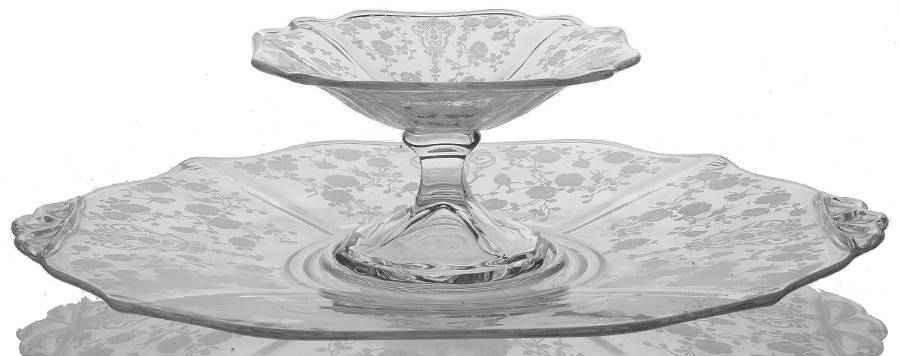 Rose Point Clear Cheese & Cracker Set, Shape 3400 by Cambridge-1