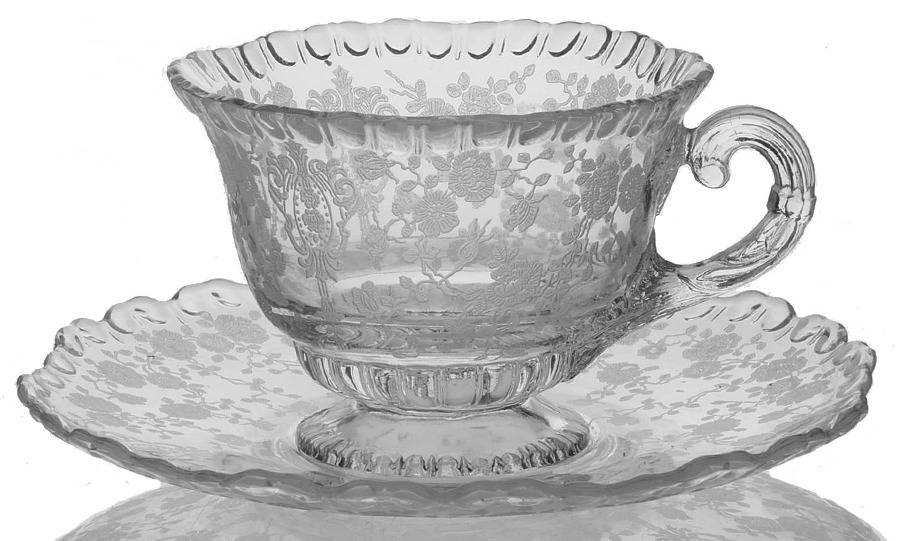 Rose Point Clear Cup & Saucer Set (Shape 3500) by Cambridge-1