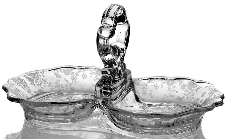Rose Point Clear 3400 2 Part Center Handled Relish by Cambridge-1