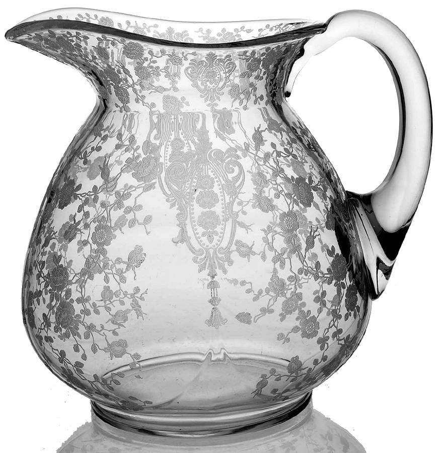 Rose Point Clear 80 Oz Doulton Pitcher with Modified Handle by Cambridge-1