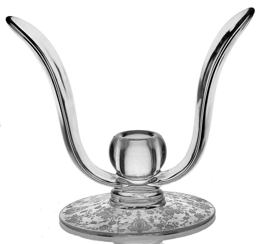 Rose Point Clear Leaf Shape Candleholder by Cambridge-1