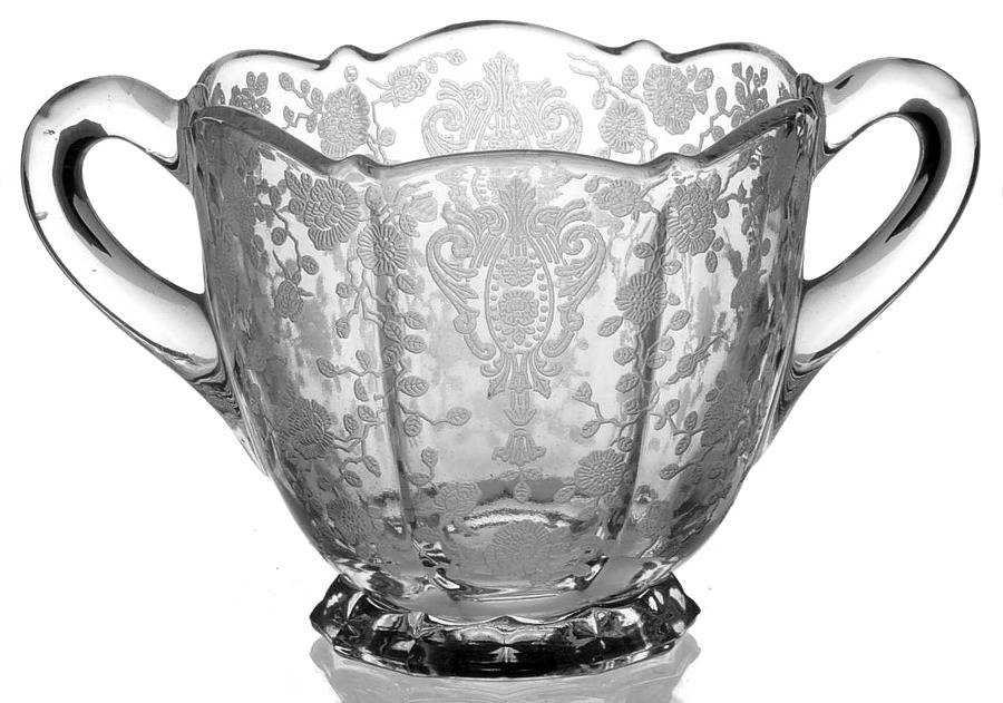 Rose Point Clear Shape 3900/41 Open Sugar by Cambridge-1