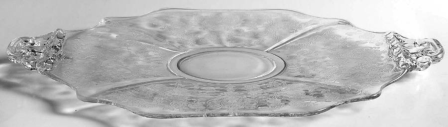Rose Point Clear 14" 2 Handled Plate (Shape 3400) by Cambridge-1
