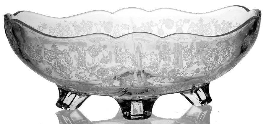 Rose Point Clear 3400 12" 4 Toed Oval Bowl by Cambridge-1