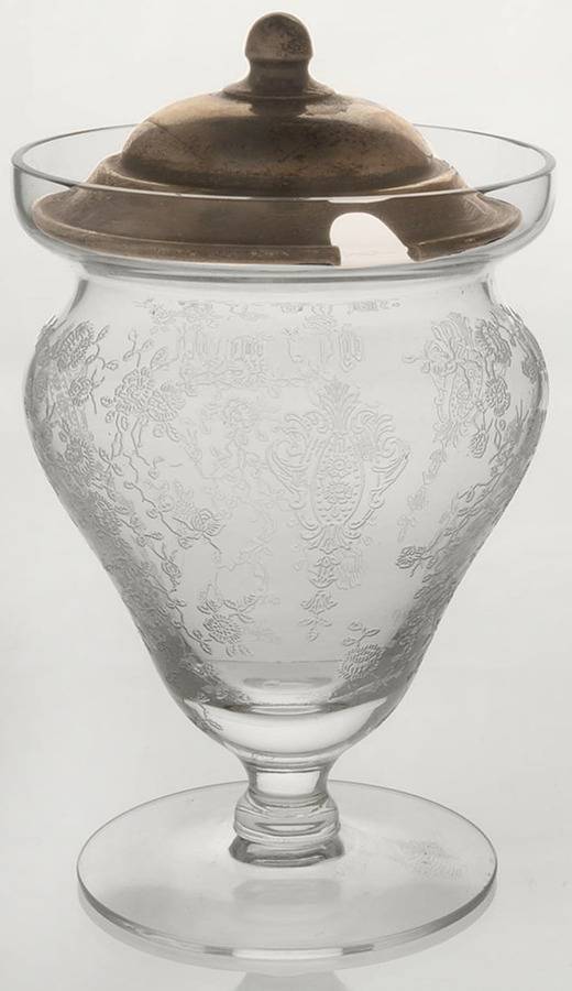 Rose Point (Sterling, Hollowware) Crystal Marmalade & Sterling Lid by Wallace Silver-1