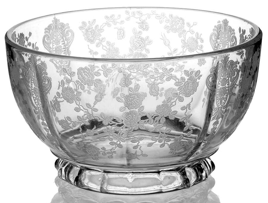 Rose Point Clear Footed Candy Box No Lid by Cambridge-1