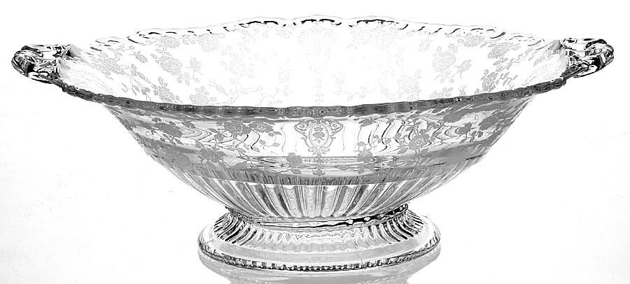 Rose Point Clear 10" Handled Footed Bowl by Cambridge-1