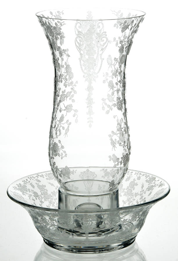 Rose Point Clear Hurricane Lamp & Globe by Cambridge-1