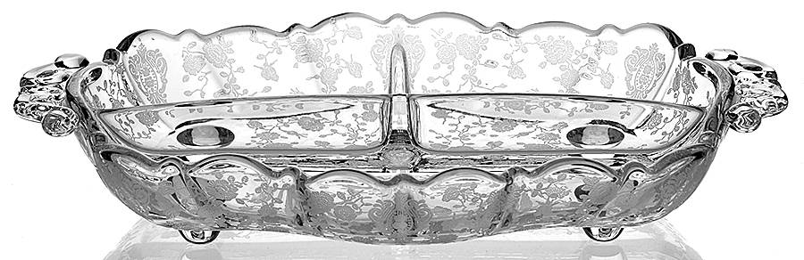 Rose Point Clear #3900/125 3 Part Celery/Relish by Cambridge-1