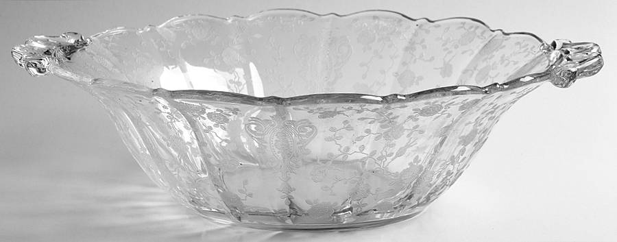 Rose Point Clear 11" Handled Bowl by Cambridge-1