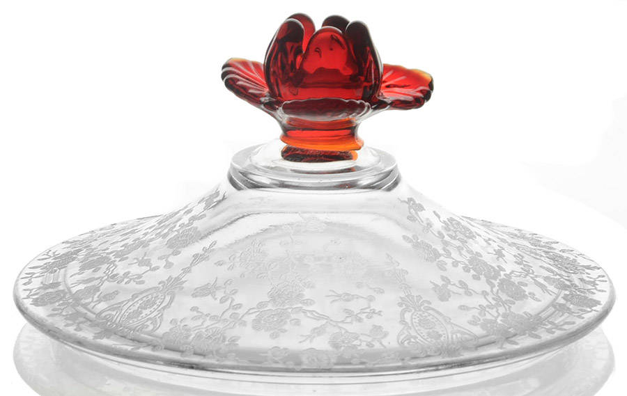 Rose Point Clear Lid for #P 300 Rose Finail Candy Box by Cambridge-1