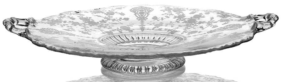 Rose Point Clear 9" Handled Footed Plate by Cambridge-1