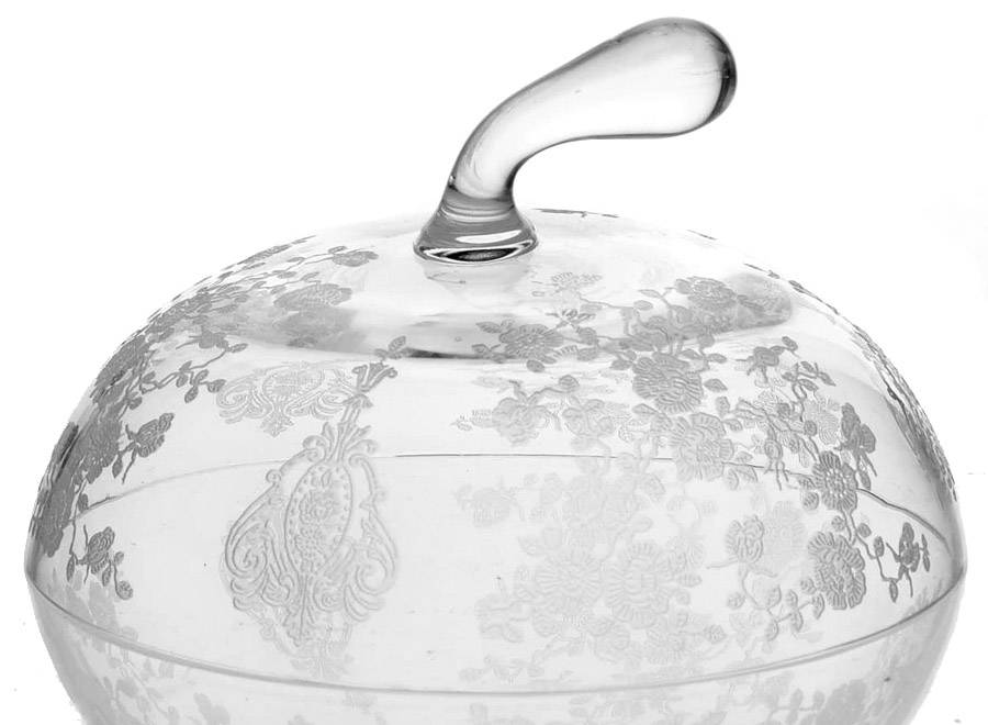 Rose Point Clear Lid for Apple Candy Box by Cambridge-1