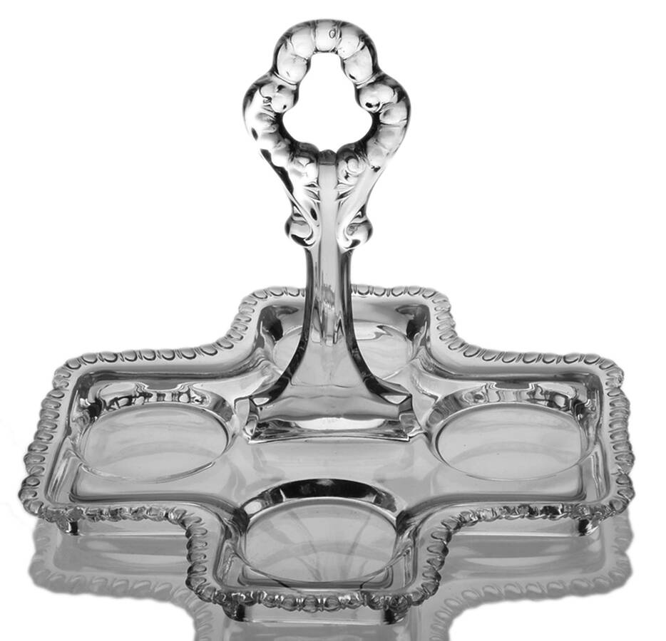 Rose Point Clear Handled Bridge Set Tray by Cambridge-1